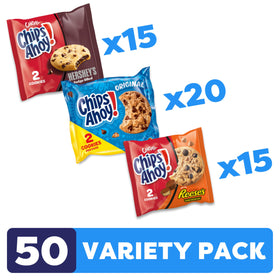 CHIPS AHOY! Chewy Chocolate Chip with Reese's Cups shown beside a lunchbox for on-the-go snacking