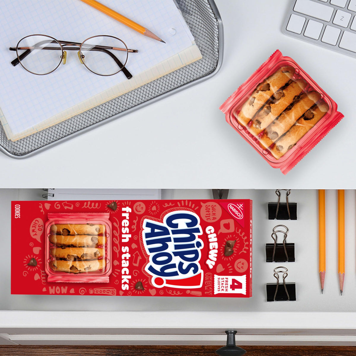 Chips Ahoy Fresh Stacks six-box bulk pack for easy stocking.