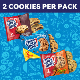 CHIPS AHOY! Hershey's Fudge Filled Soft Chewy Cookies on a dessert plate, ideal for sharing