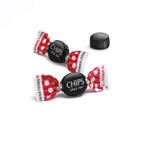 Chipurnoi CHIPS Licorice Classic pastilles ingredients label close-up, vegan and gluten-free formula highlighted.