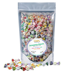 Chipurnoi Chips Pastilles assorted fruit in a resealable 14oz pouch, travel-ready snack.