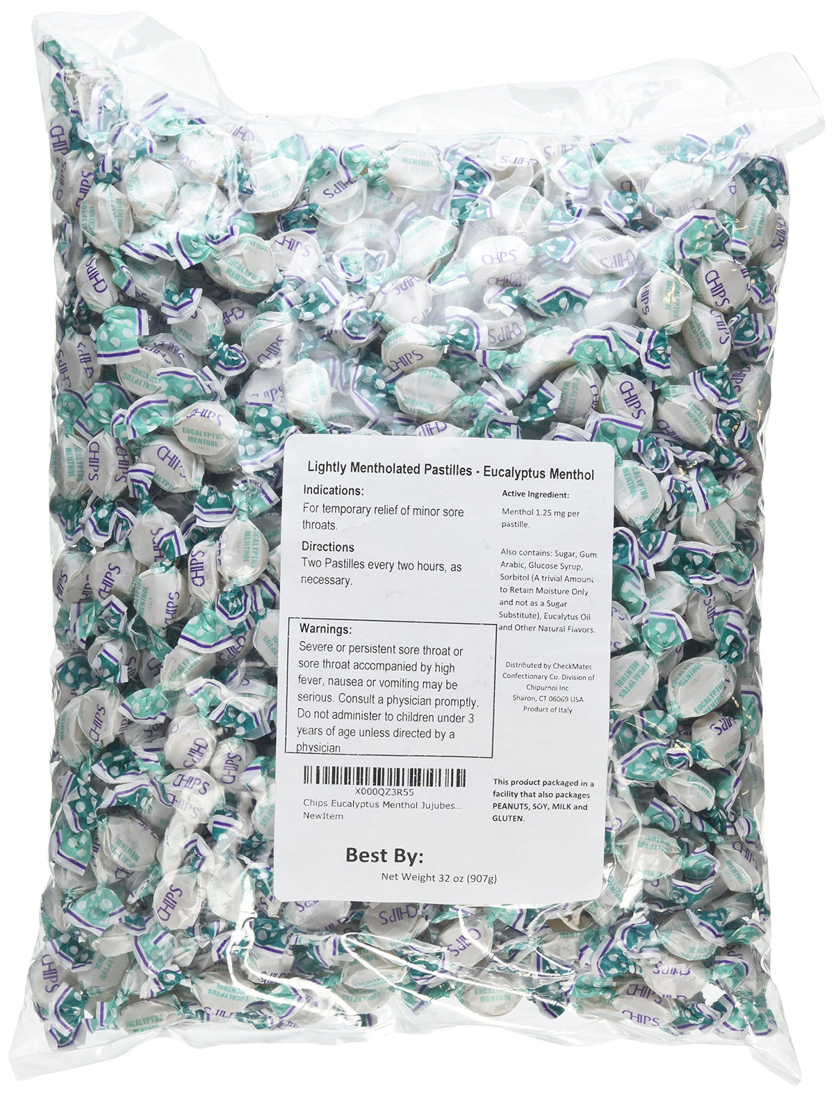 Chipurnoi eucalyptus menthol jujubes 2lb bag, bulk candy for gatherings and offices