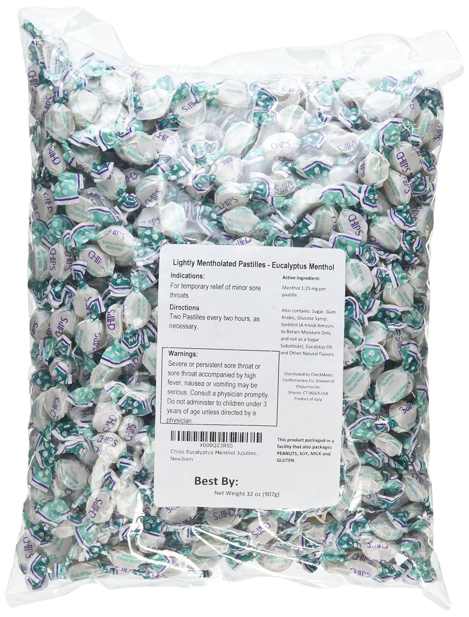 Chipurnoi eucalyptus menthol jujubes 2lb bag, bulk candy for gatherings and offices