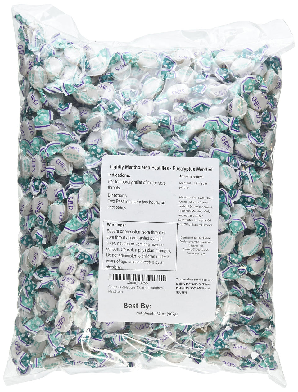 Chipurnoi eucalyptus menthol jujubes 2lb bag, bulk candy for gatherings and offices