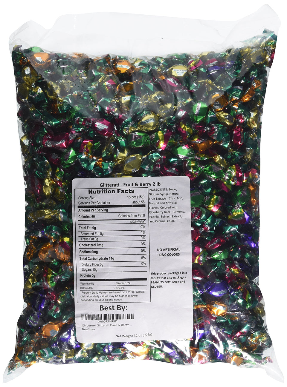 Chipurnoi Glitterati Fruit & Berry 2lb bag for entertaining guests with gourmet fruit candies