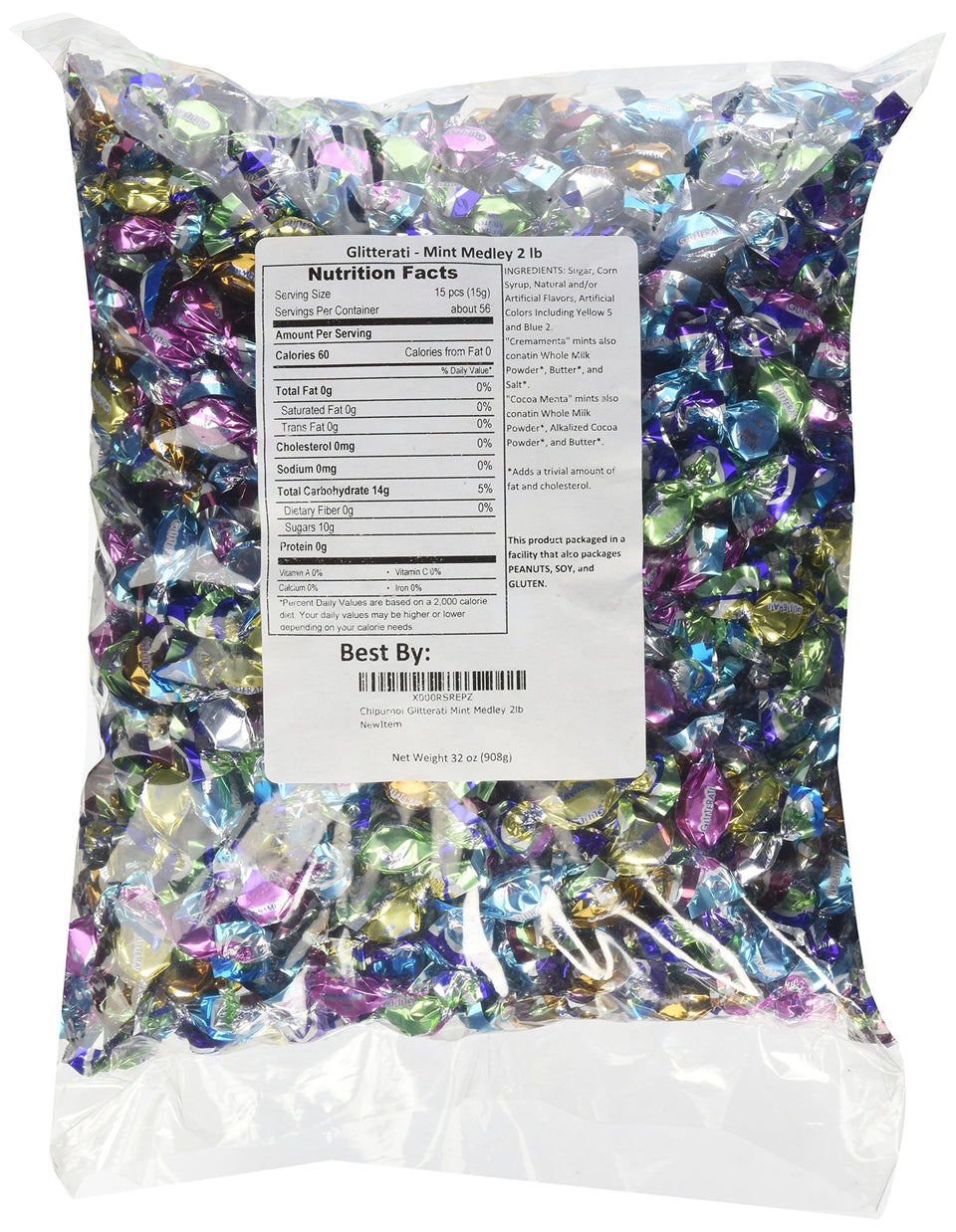 Chipurnoi Glitterati Mint Medley 2lb packaging shown, a versatile pantry staple for refreshing desserts and drinks.