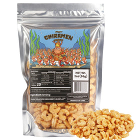 Chiramen freeze dried shrimp toppings pack beside a steaming ramen bowl for quick seafood boost
