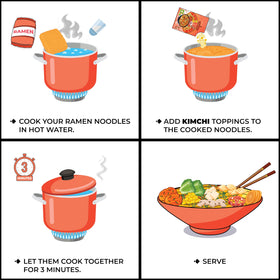 Chiramen Kimchi Veggie Mix Toppings in cup noodles for enhanced texture.