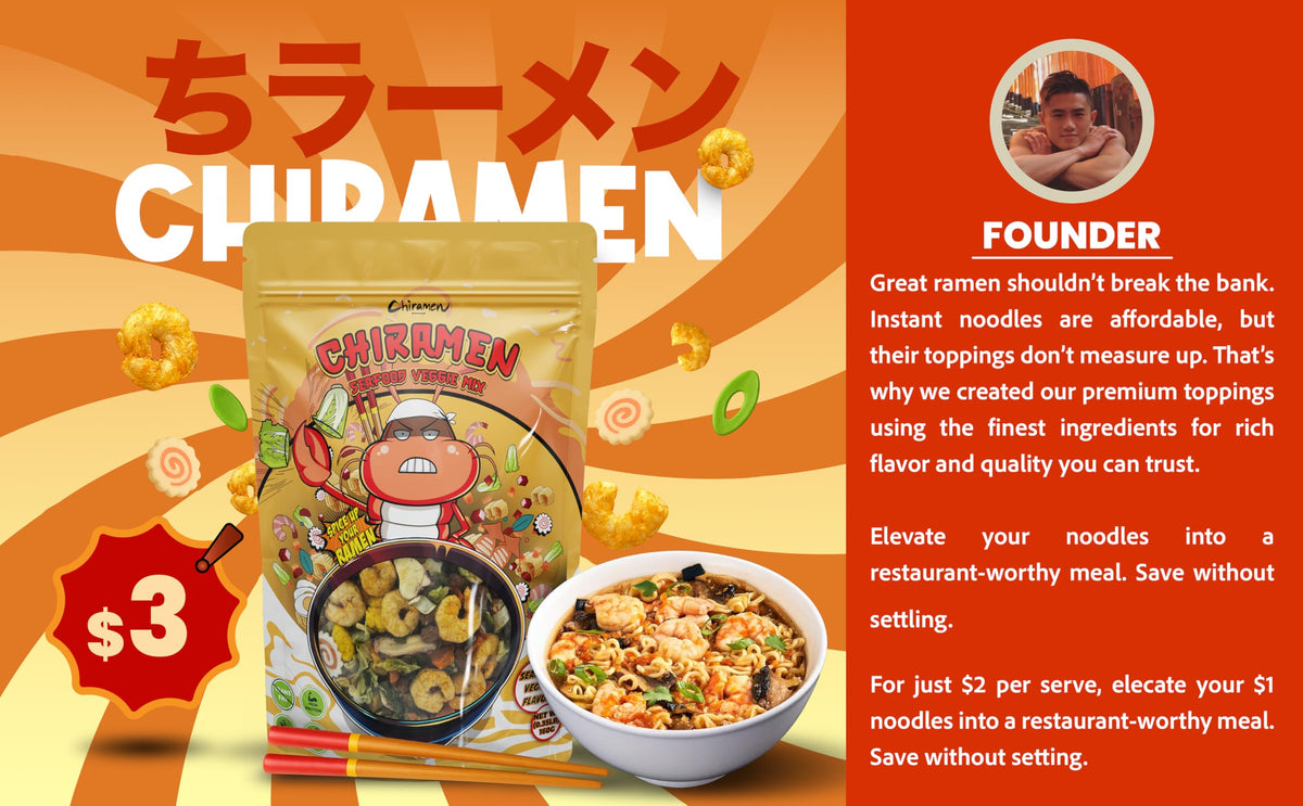 Chiramen Seafood Veggie Mix Toppings plant-based beef boosts protein and savory notes for hearty bowls.