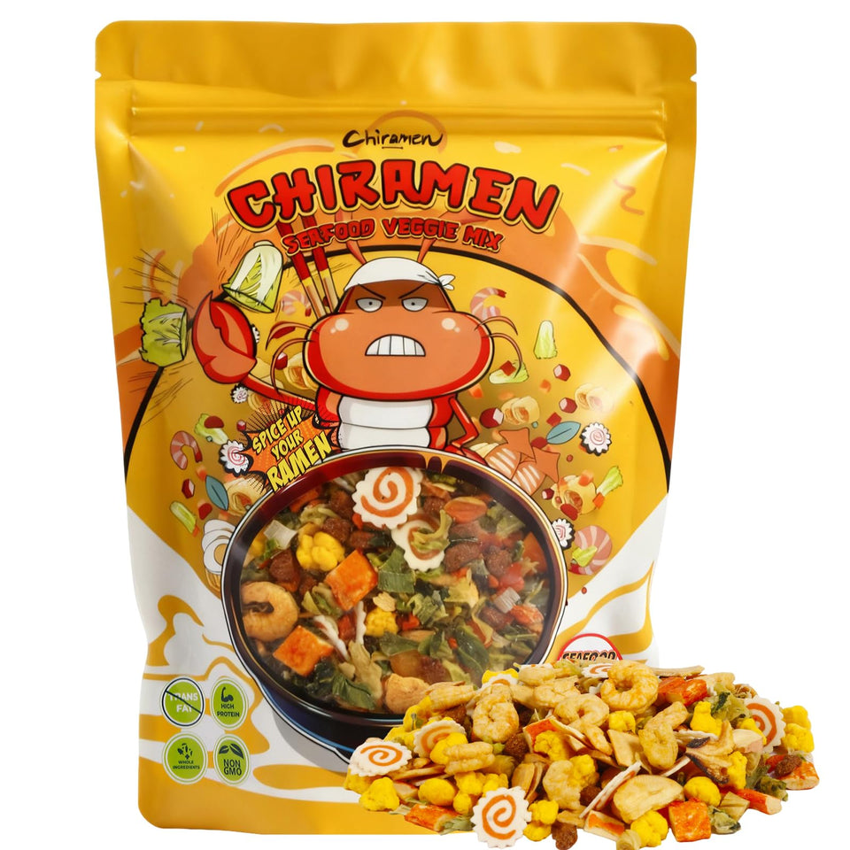Chiramen Seafood Veggie Mix Toppings shrimp elevate ramen with protein and savory seafood aroma.