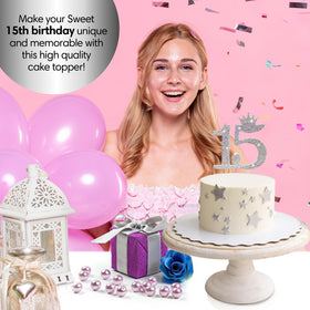 Chloe Elizabeth monogram 15 topper silver elegant centerpiece for photos