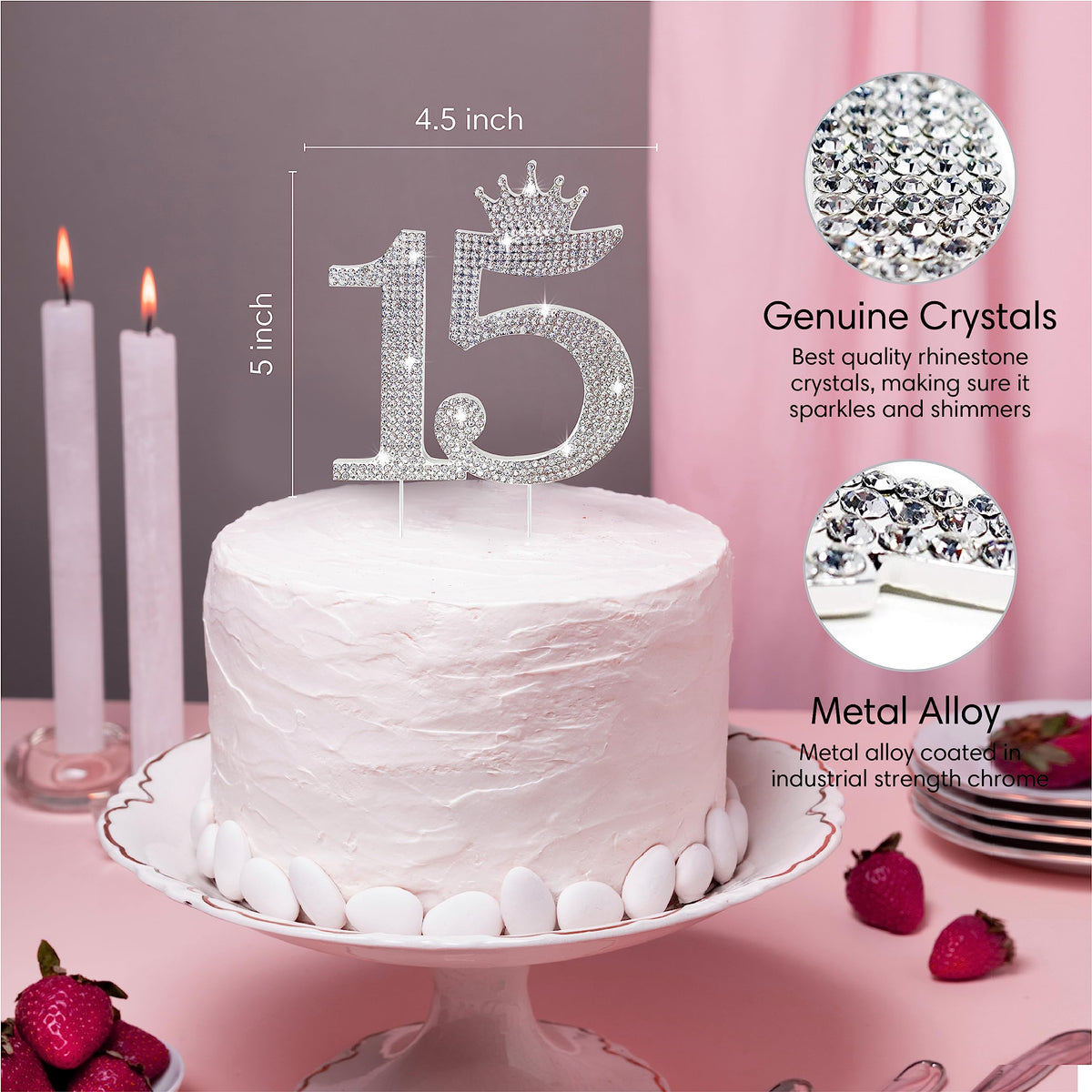Chloe Elizabeth rhinestone topper crystal detail for party lighting sparkle