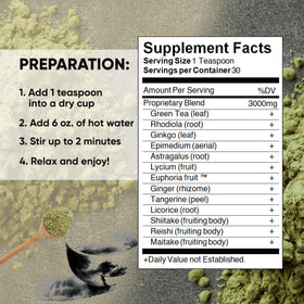 Close-up of CHO-WA herbal ingredients emphasizing Japanese origin and natural blend.