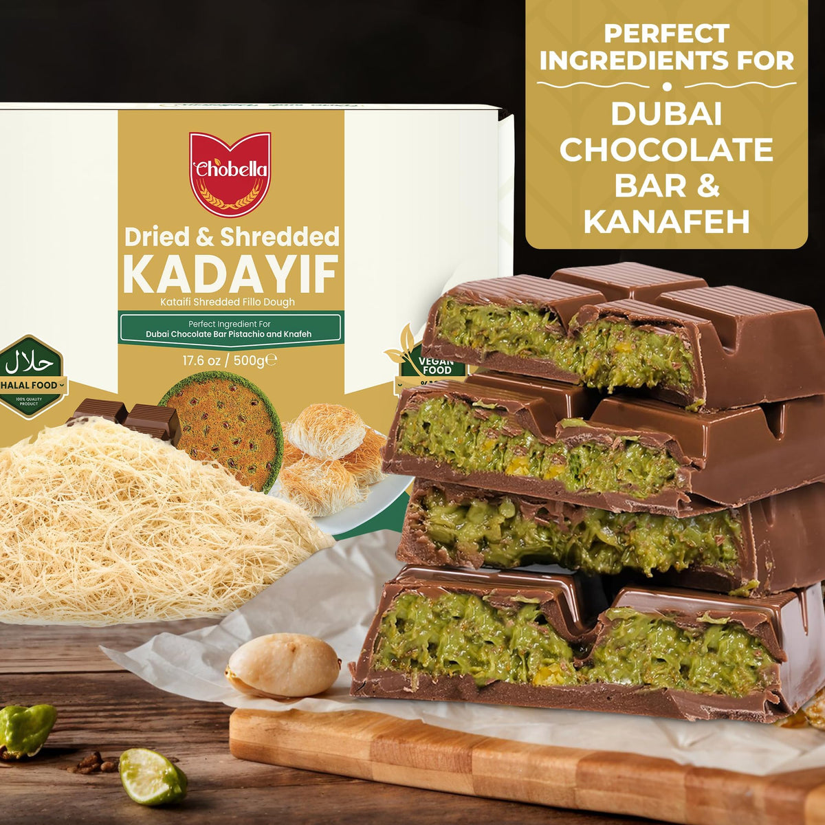 Chobella kataifi extra-thin strands speed cooking and light, airy texture