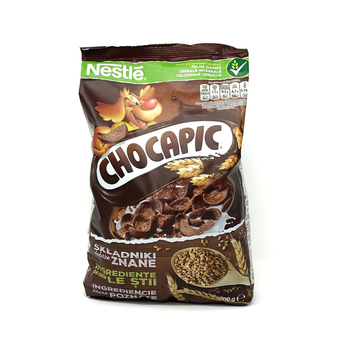 Chocapic wholegrain chocolate cereal pack ready for a quick family breakfast.