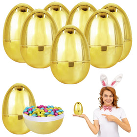 Chochkees jumbo golden Easter egg 6-inch shining as a party centerpiece.