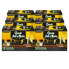 Chock Full o’ Nuts Colombian Arabica Keurig pods 6-pack ready for easy mornings.