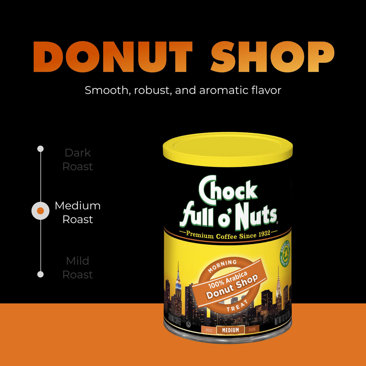Stacked Can design of Chock Full o'Nuts Donut Shop for compact kitchen storage.