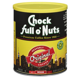 Chock Full o'Nuts Heavenly Original can front shows premium medium roast aroma.