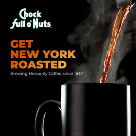 Chock Full o' Nuts Heavenly Original Decaf can profile side view highlights aroma-locking design.