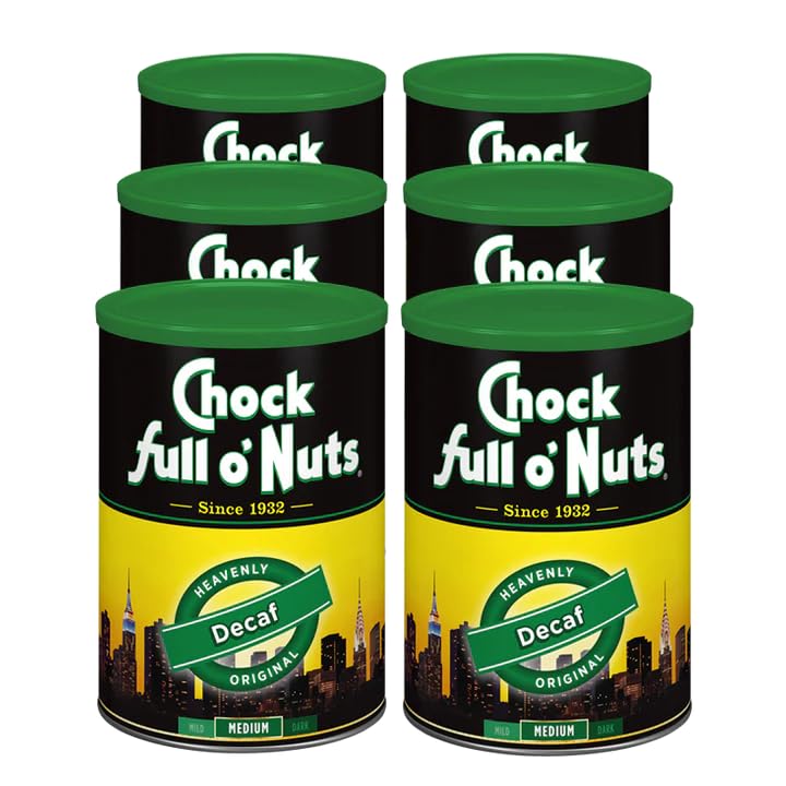 Chock Full o' Nuts Heavenly Original Decaf coffee can preserves freshness and aroma for daily brewing.
