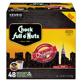 Chock Full o’ Nuts Heavenly Original Keurig pod front view, convenient single-serve coffee for busy mornings.
