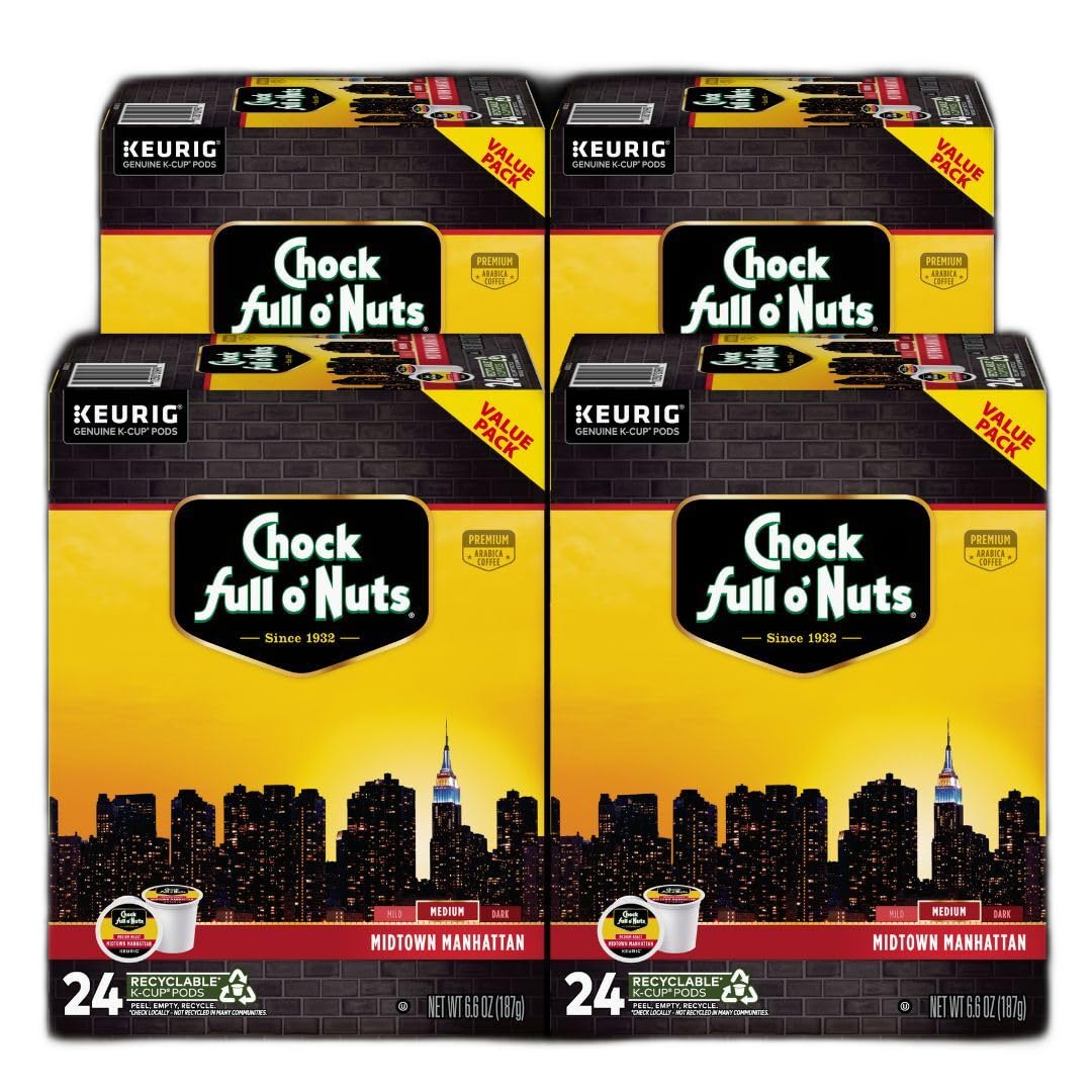Chock Full o’Nuts Midtown Manhattan K-Cup pod on a kitchen counter for quick mornings.