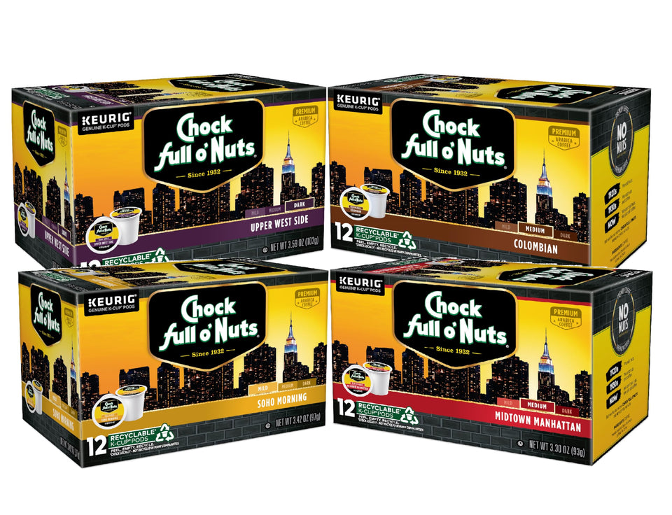 Chock Full o’Nuts Keurig pods ready for quick coffee at home or office