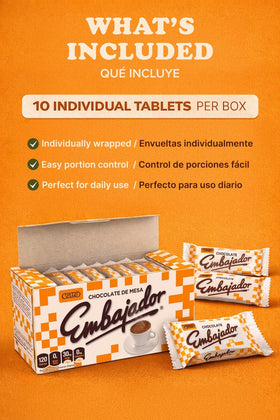 CHOCOLATE CORTÉS Embajador smooth melt in warm milk.
