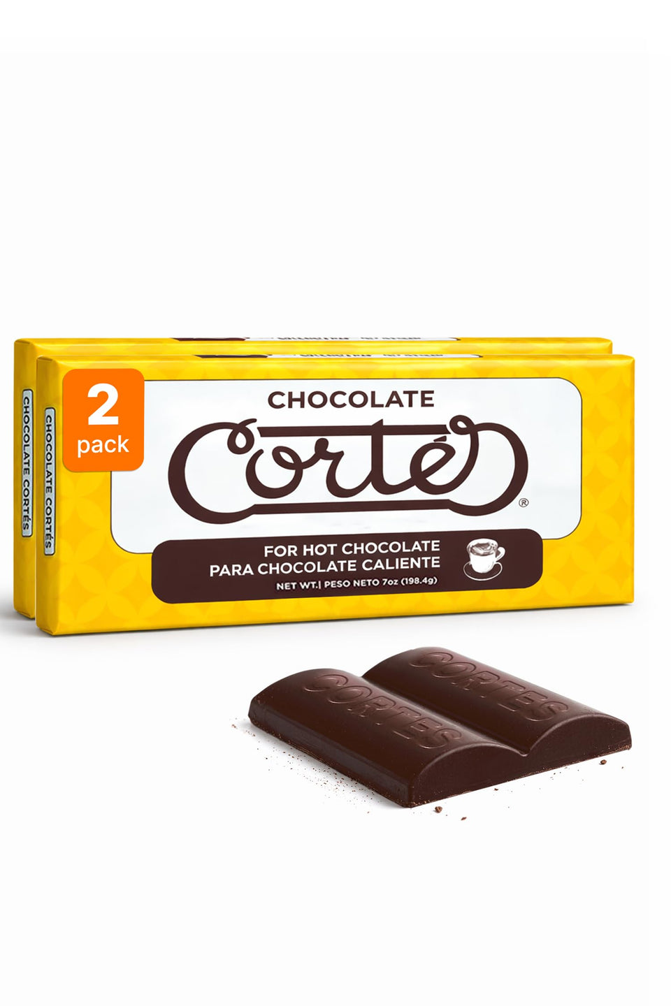 Chocolate Cortés sweet chocolate bar melt for traditional hot chocolate at home.