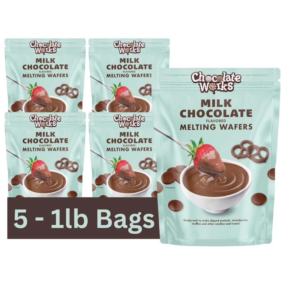 Chocolate Works milk discs in a 1lb pack for bulk chocolate crafts