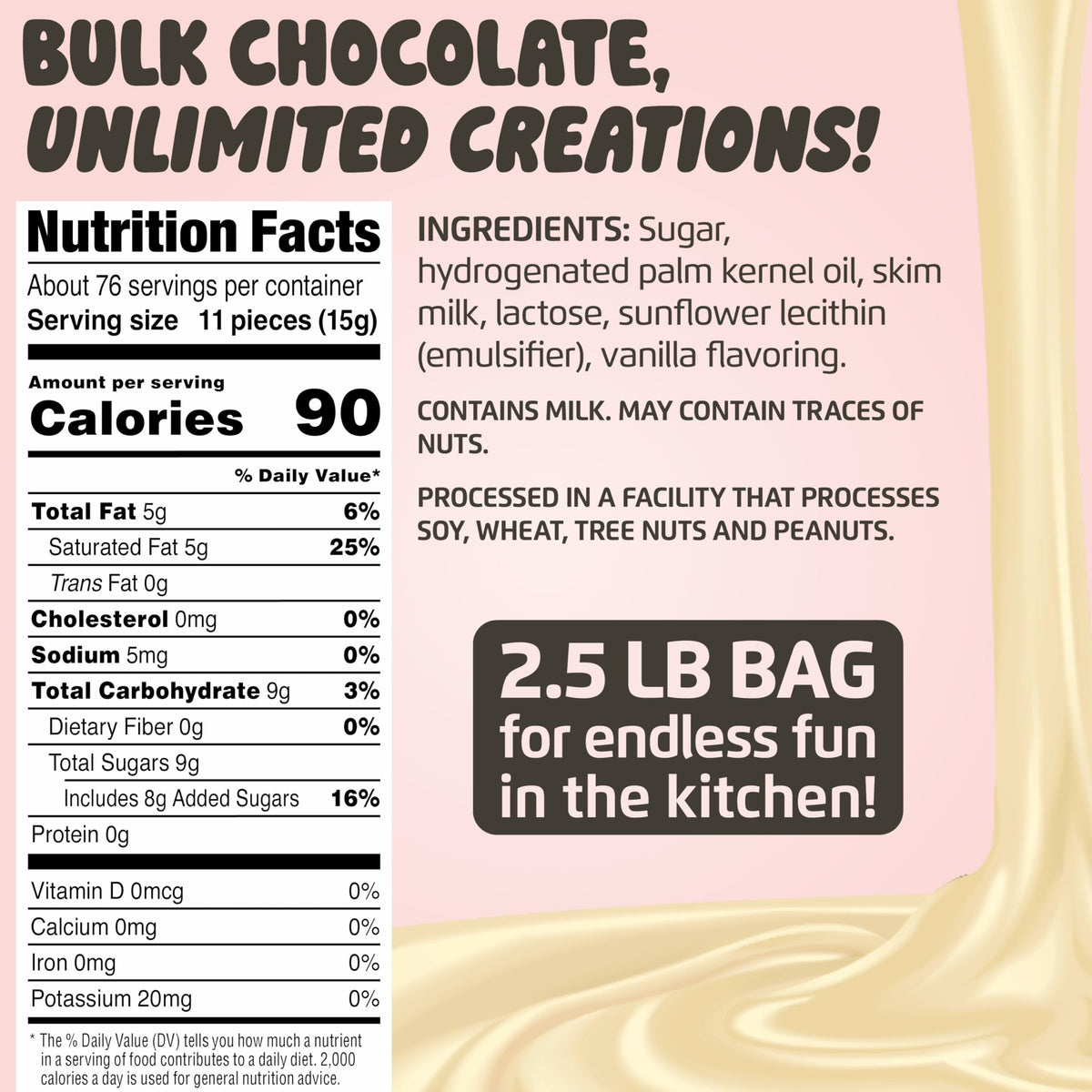 Chocolate Works white melting chocolate for baking and desserts with smooth texture.
