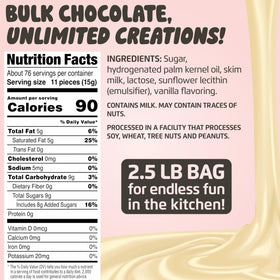 Chocolate Works white melting chocolate for baking and desserts with smooth texture.