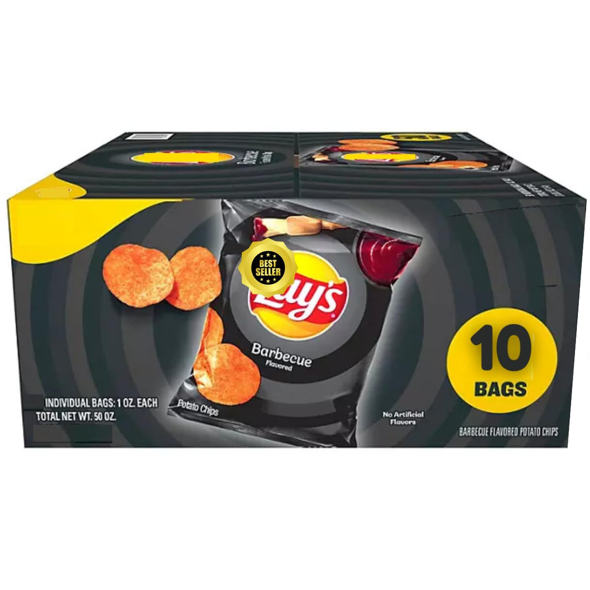 Chocolatto Lays Barbecue Chips 1oz bag close-up for quick snacking.