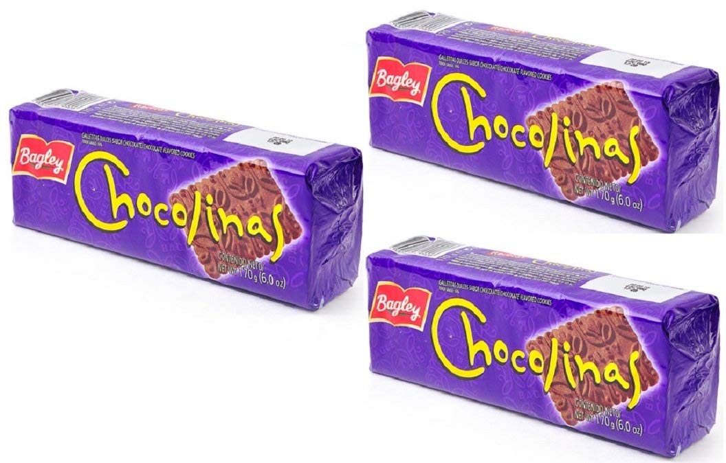 CHOCOLINAS 3-pack cookies front view, ideal for cake topping or dessert crumbles