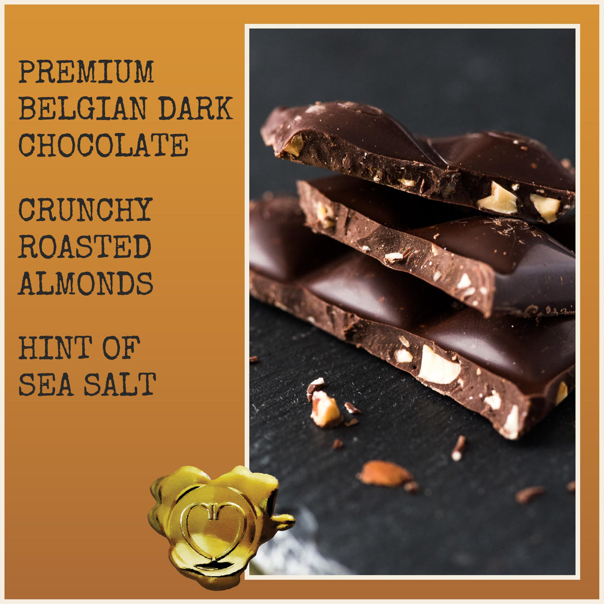 Chocolove dark chocolate bar with crunchy almonds for a salty-sweet bite