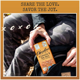 Chocolove salted almonds on dark chocolate bar for a savory-sweet finish