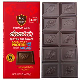 Close-up of rich dark chocolate texture from Chocotein for a melt-in-your-mouth experience.