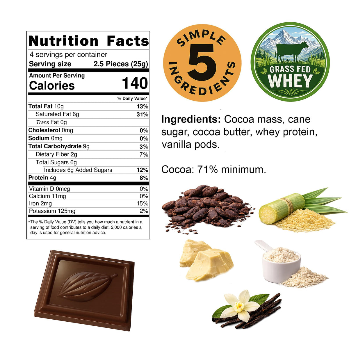 Chocotein Switzerland-made seal underscores premium quality.
