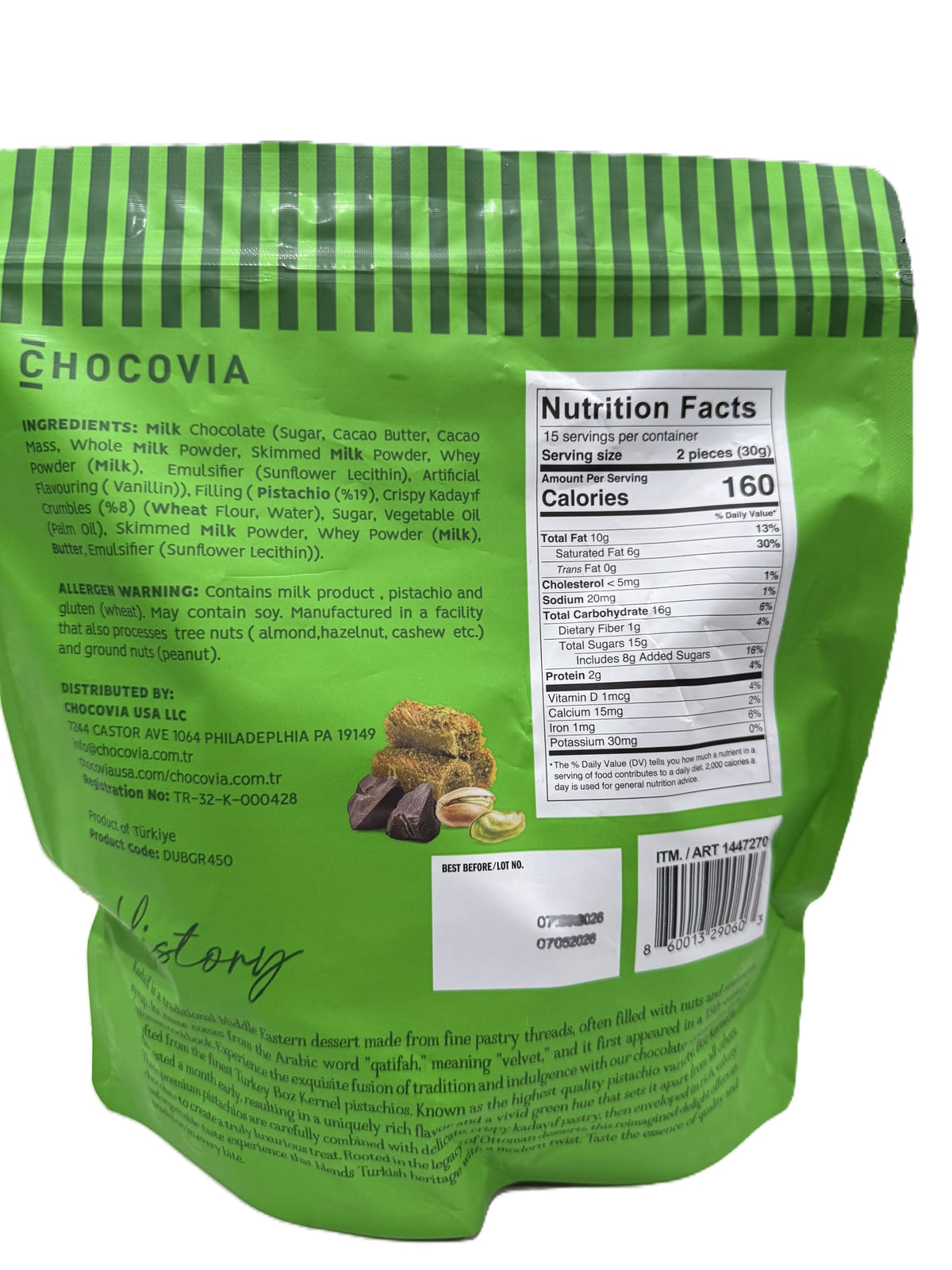 CHOCOVIA kadaif close-up — nutty, delicate crunch with creamy chocolate.