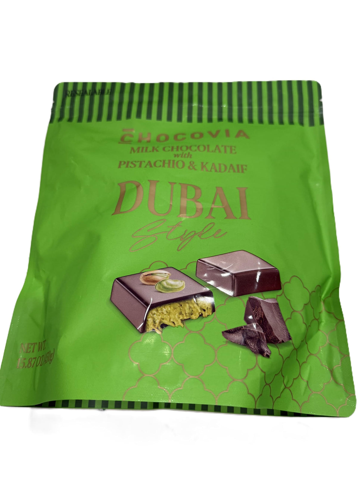 CHOCOVIA packaging close-up — premium presentation for gifting.