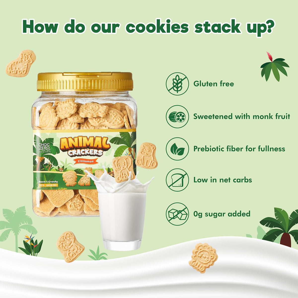 ChocZero Cinnamon Animal Crackers serving pack demonstrates resealable convenience