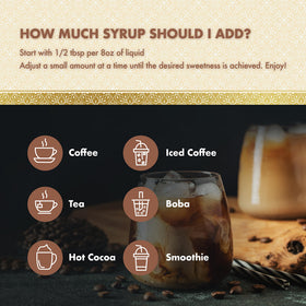 ChocZero vanilla syrup in glass cup showcases rich aroma and sugar-free indulgence for daily drinks.