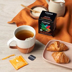 Choice Organic Teas compostable tea bags supporting planet-friendly brewing