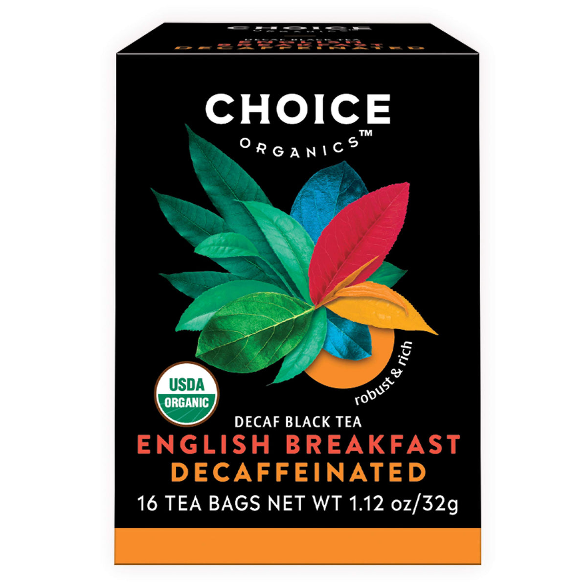 Choice Organic Teas decaf English Breakfast tea bags for a low-caffeine ritual