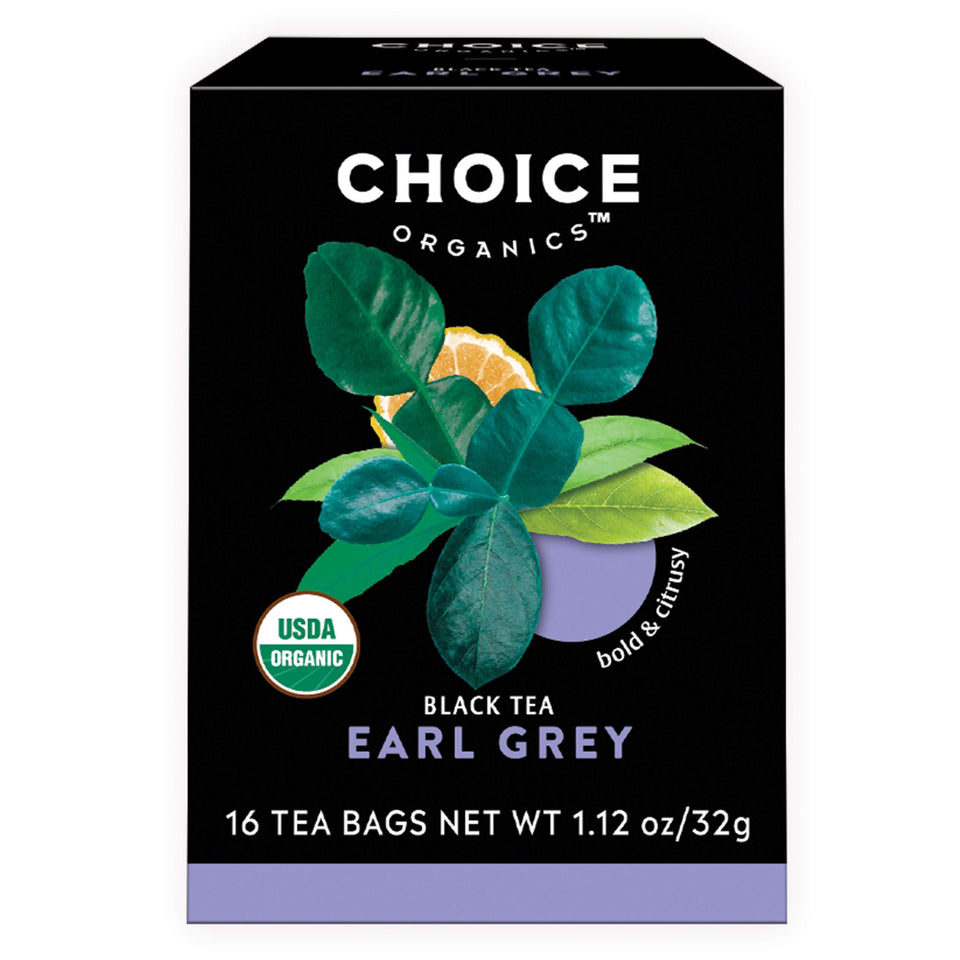 Choice Organic Teas Earl Grey cup with bergamot aroma for a classic citrus-forward ritual