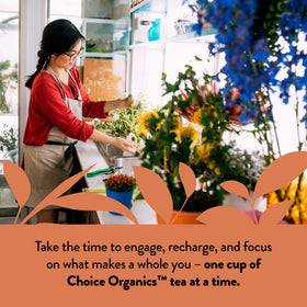 Eco-friendly packaging of Choice Organic Teas Oolong uses recycled cartons.