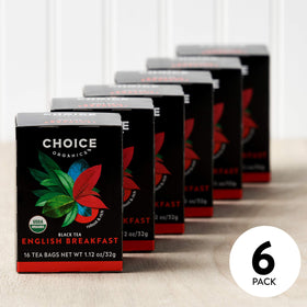 Choice Organic English Breakfast brewed cup energizes mornings with robust flavor