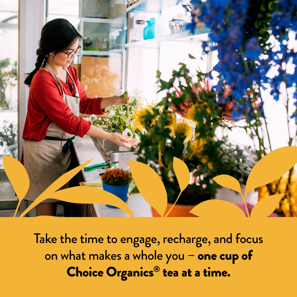 Mandarin Ginger herbal tea by Choice Organic Teas is naturally caffeine-free