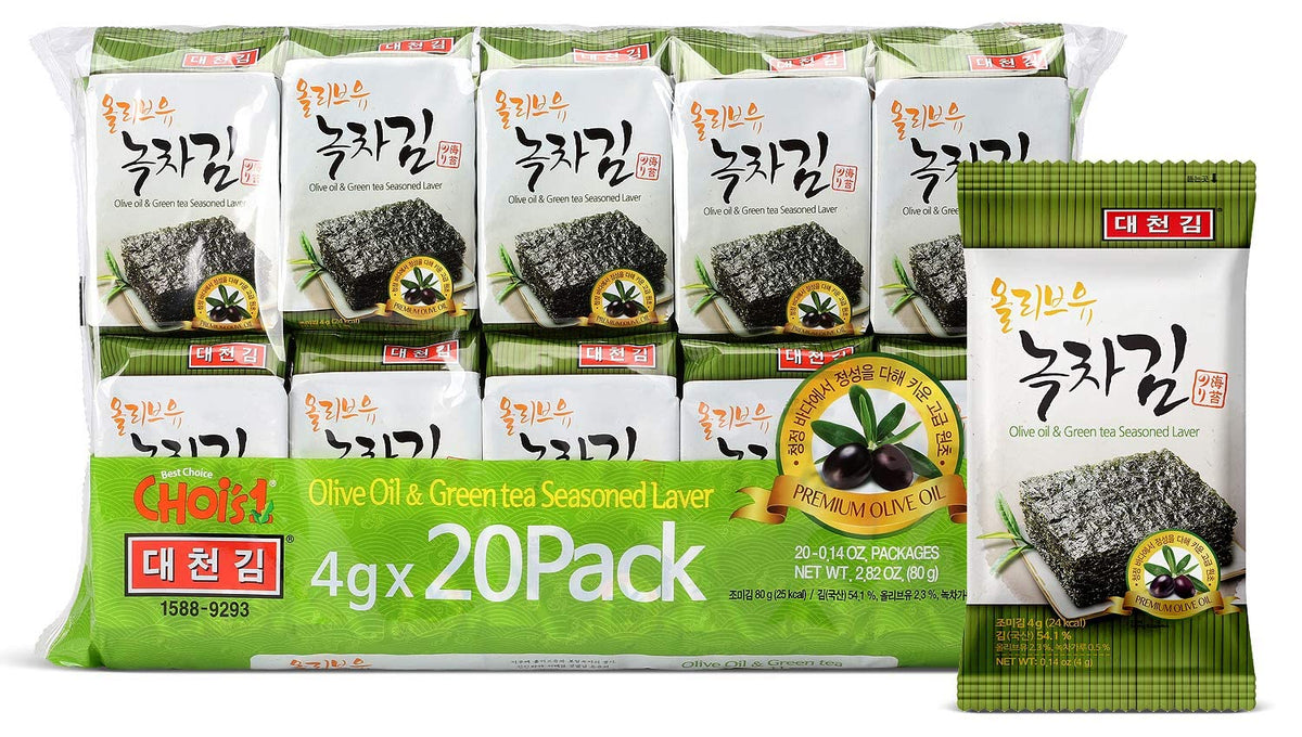 CHOI'S 1 Daechun seaweed snack original pack of 20 for on-the-go snacking.